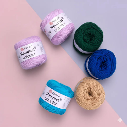 Pack Bouquet Unicolor de YarnArt – Hilo 100% Algodón Sólido