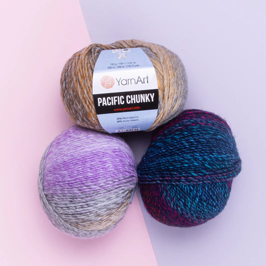 Pack Pacific Chunky de YarnArt – 80% Acrílico 20% Lana, Suavidad Envolvente