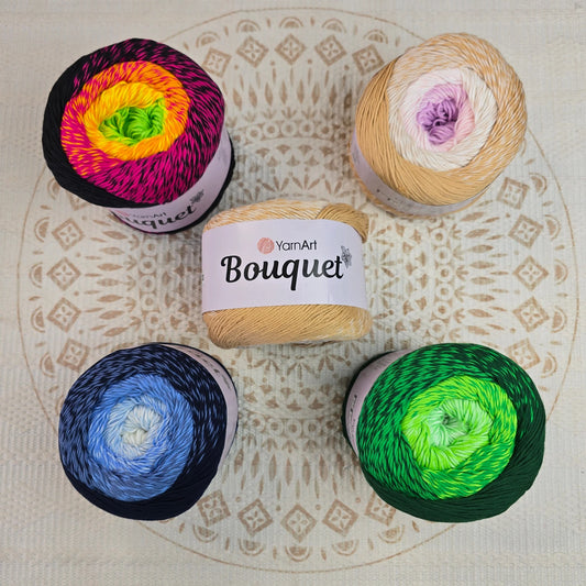 Bouquet de YarnArt – Ovillo Cake XL Degradé 250g, 26 Colores – 100% Algodón