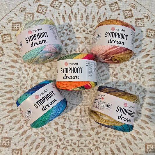 Symphony Dream de YarnArt – Ovillo Ligero Multicolor DK 100g – 80% Algodón 20% Viscosa