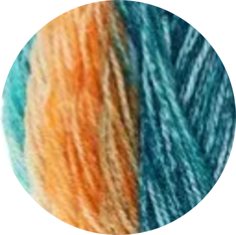 Ámbar Kids de La Madeja. Hilo suave, naranja y turquesa. Hipoalergénico - La Madeja