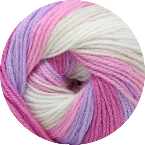Bebé Batik de La Madeja. Hilo suave multicolor rosa, ideal para tejer prendas infantiles. - La Madeja