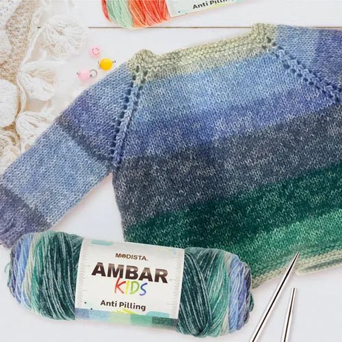 Ámbar Kids de Modista. Hilo multicolor anti-pilling para niños. - La Madeja