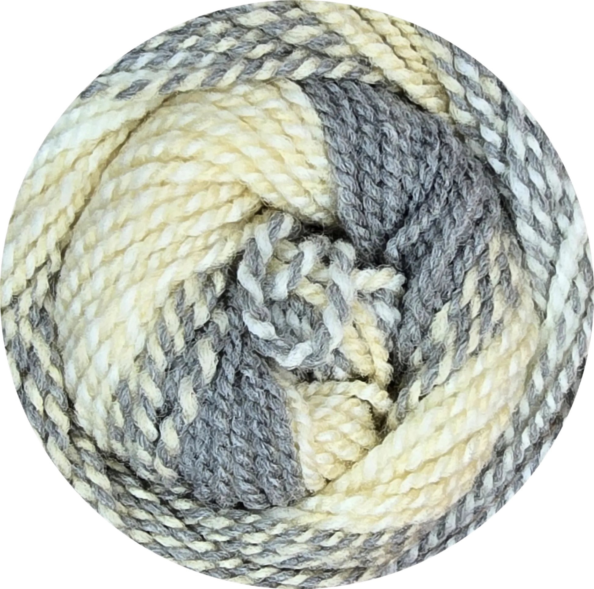 Mandala de Ukryl | La Madeja. Hilo beige y gris, ideal para tejer. - La Madeja