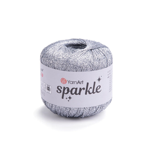 Sparkle de YarnArt metálico brillante 60 % poliéster metálico / 40 % poliamida.