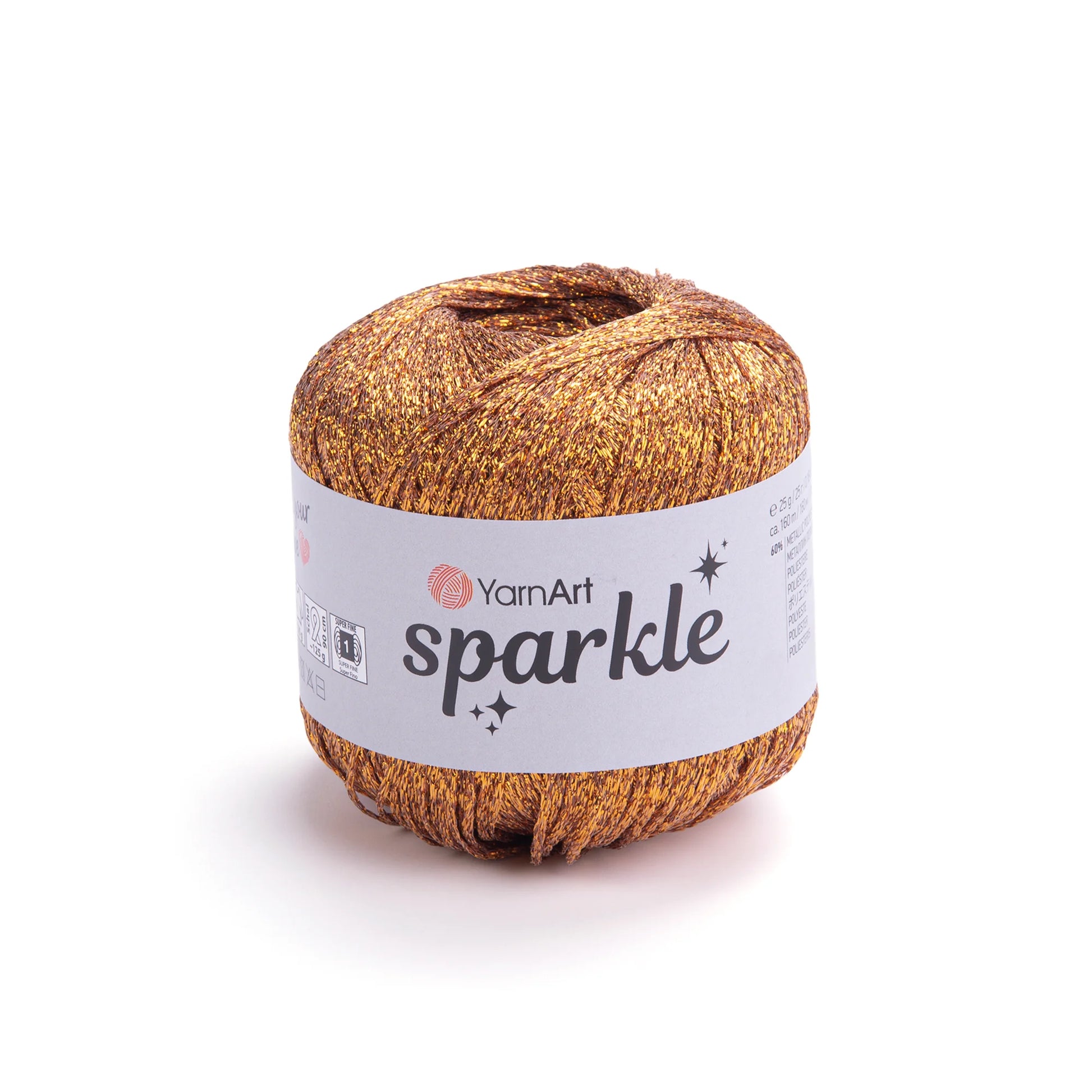 Sparkle de YarnArt metálico brillante 60 % poliéster metálico / 40 % poliamida.