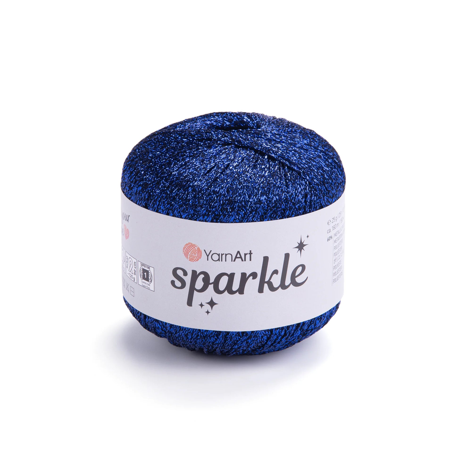 Sparkle de YarnArt metálico brillante 60 % poliéster metálico / 40 % poliamida.