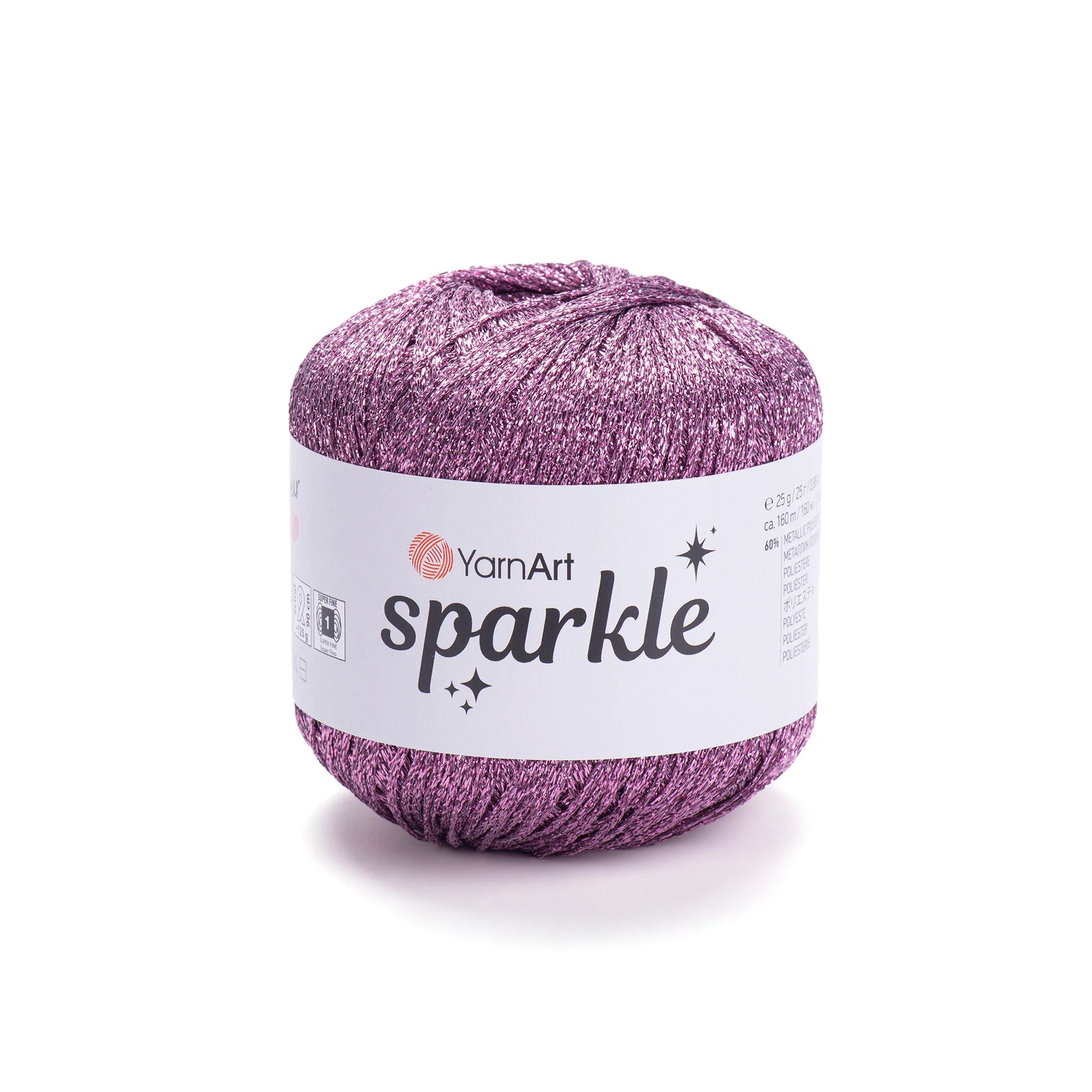 Sparkle de YarnArt metálico brillante 60 % poliéster metálico / 40 % poliamida.