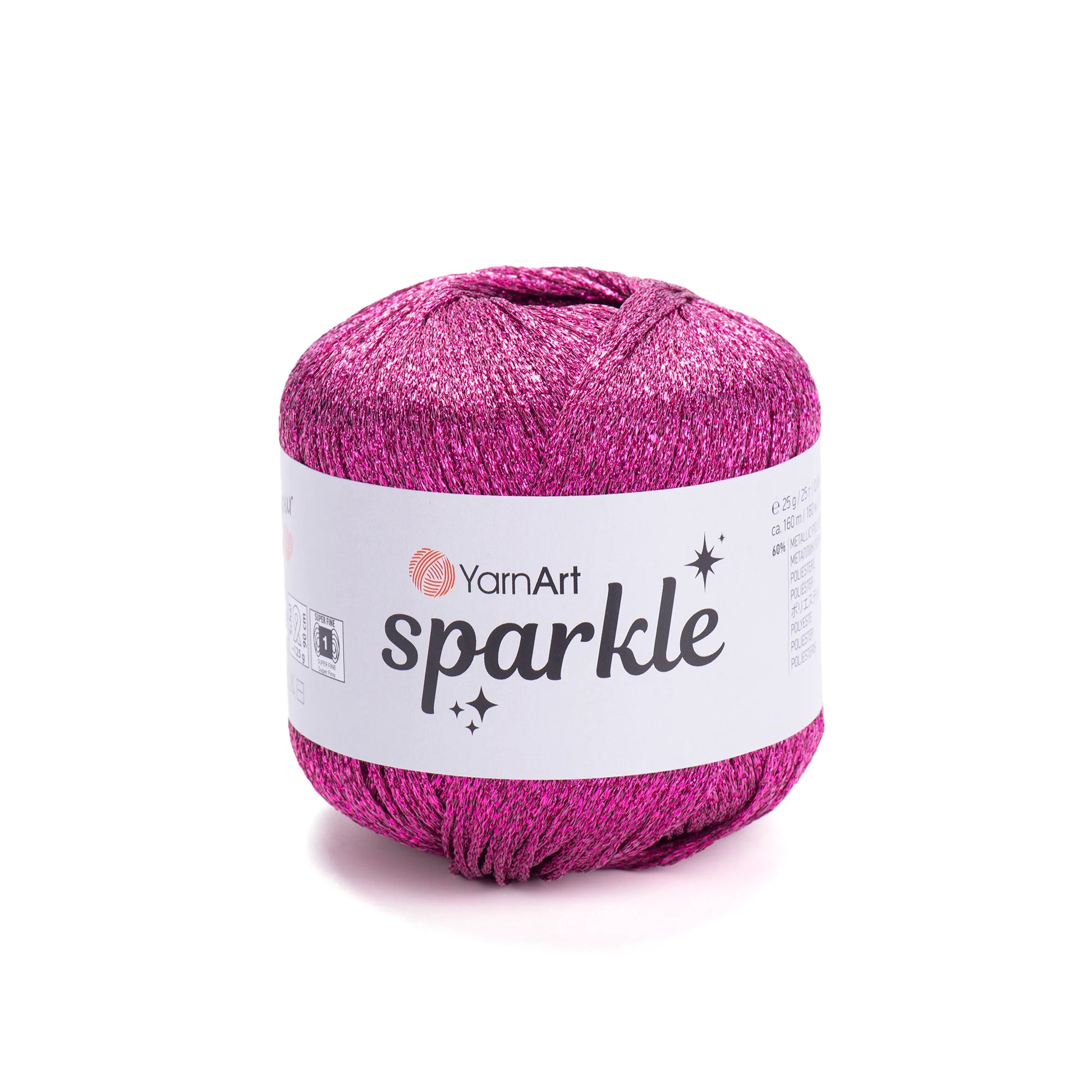 Sparkle de YarnArt metálico brillante 60 % poliéster metálico / 40 % poliamida.