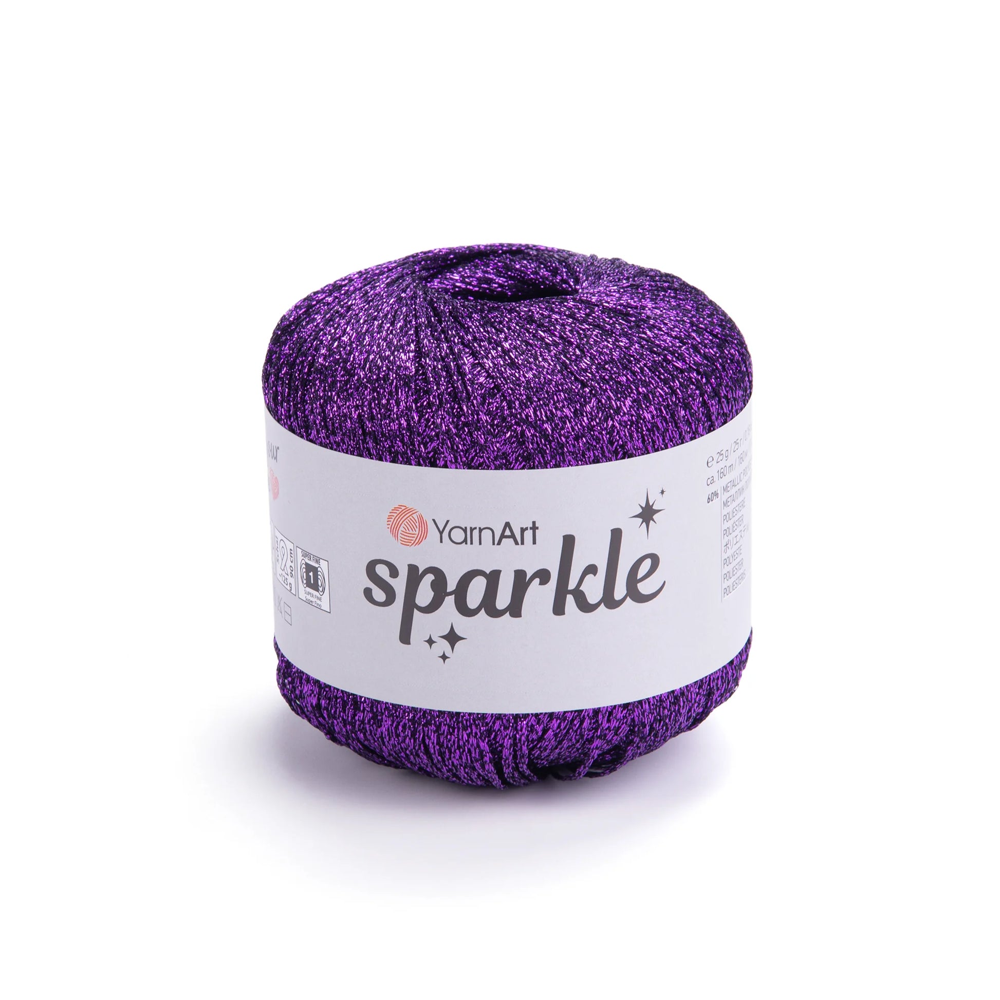 Sparkle de YarnArt metálico brillante 60 % poliéster metálico / 40 % poliamida.