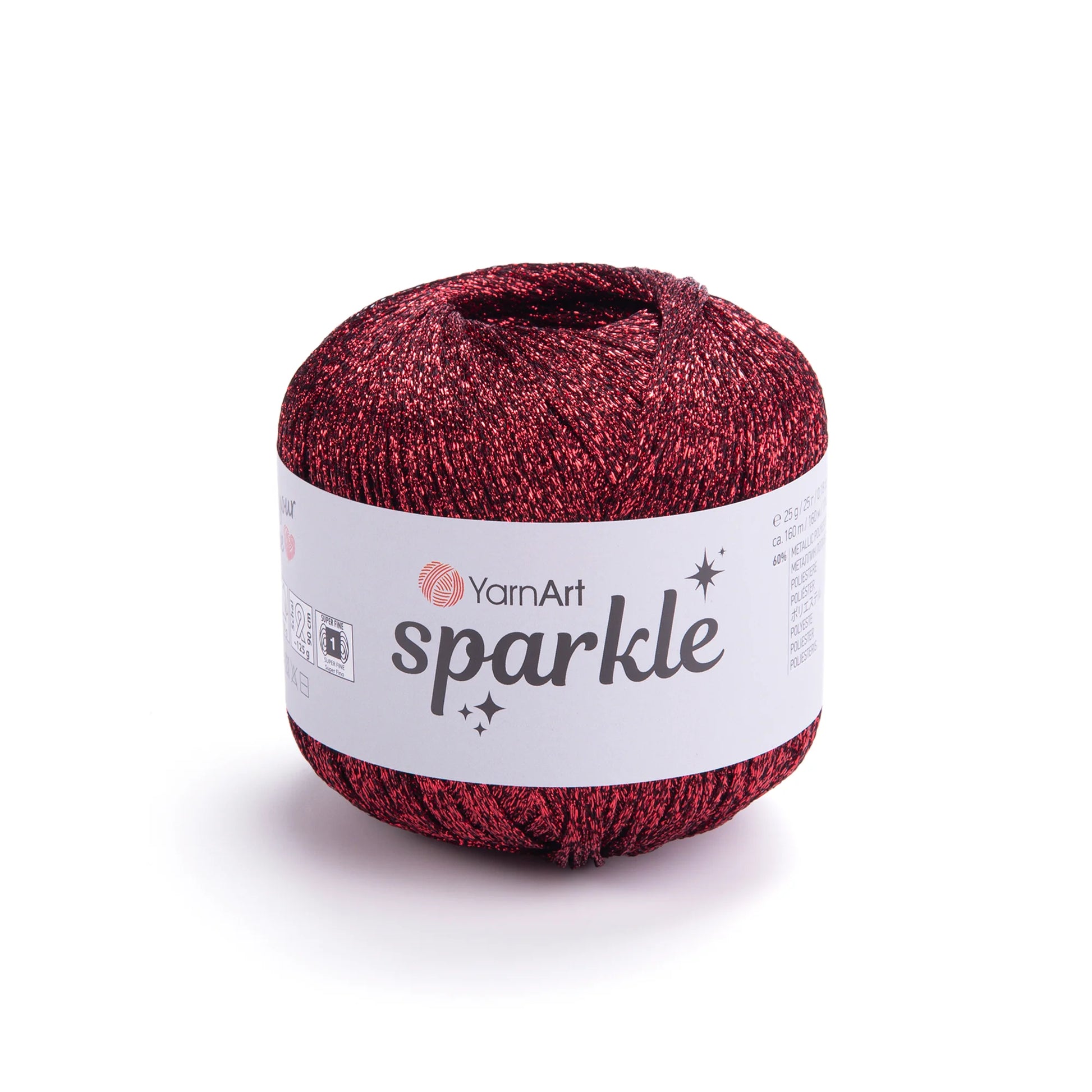Sparkle de YarnArt metálico brillante 60 % poliéster metálico / 40 % poliamida.