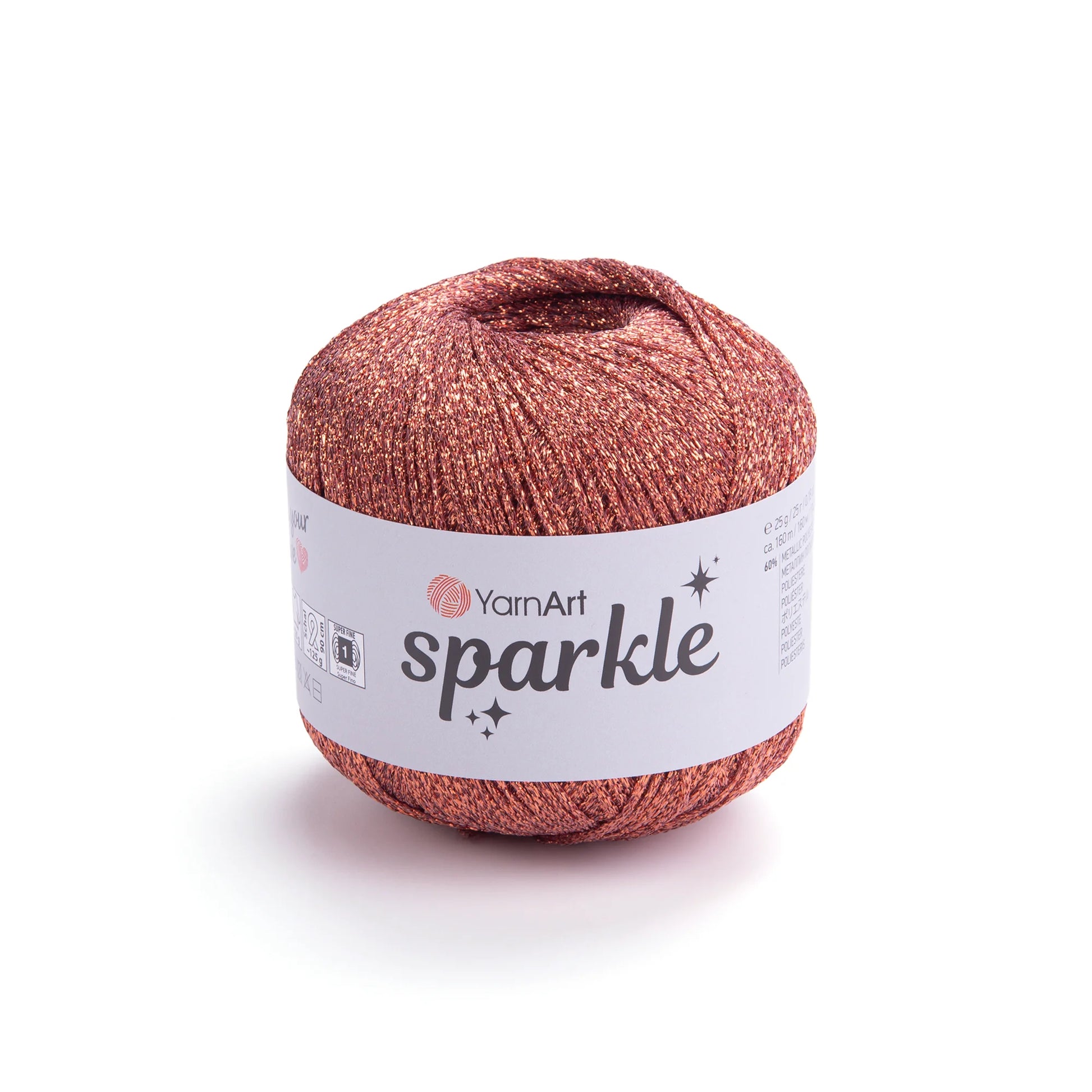 Sparkle de YarnArt metálico brillante 60 % poliéster metálico / 40 % poliamida.