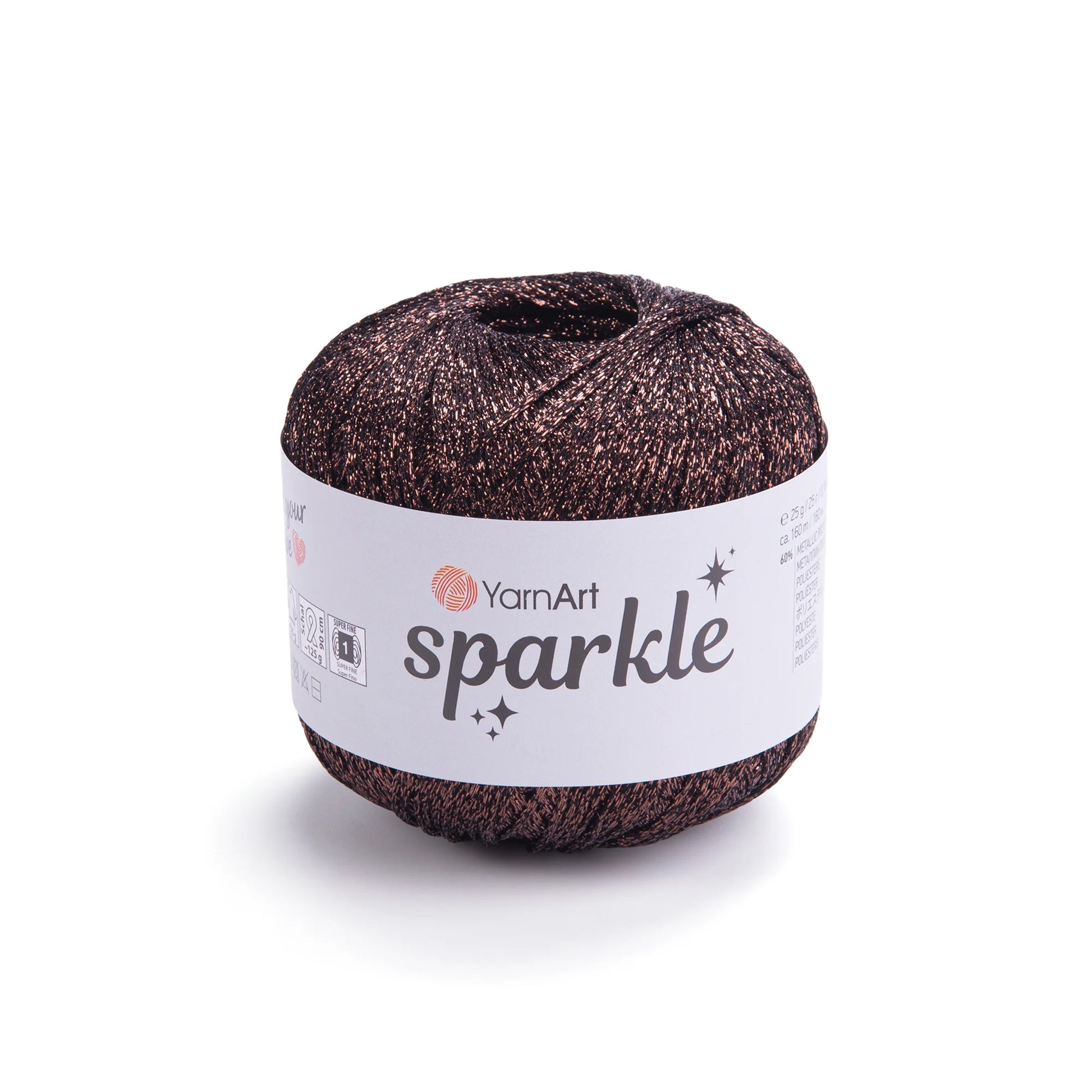 Sparkle de YarnArt metálico brillante 60 % poliéster metálico / 40 % poliamida.