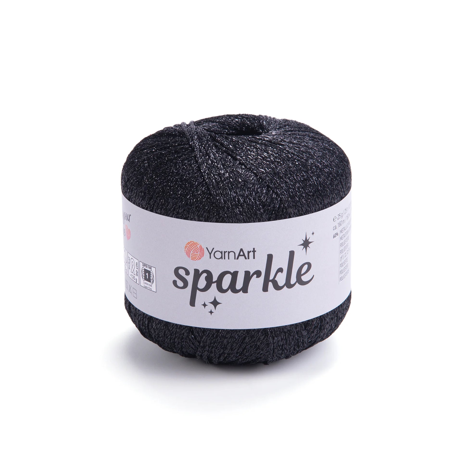 Sparkle de YarnArt metálico brillante 60 % poliéster metálico / 40 % poliamida.