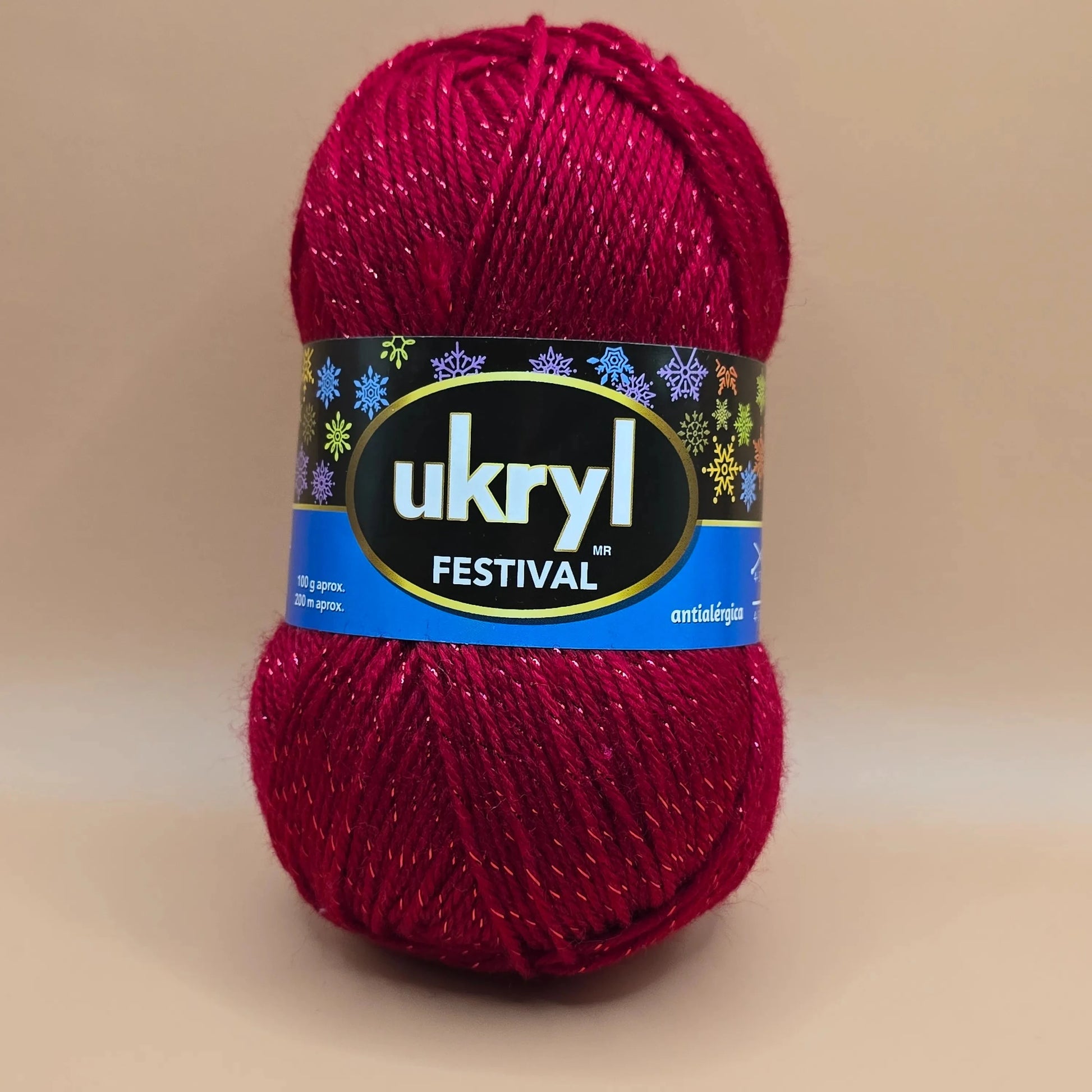 Lana Ukryl Festival rojo, brillo suave. - La Madeja