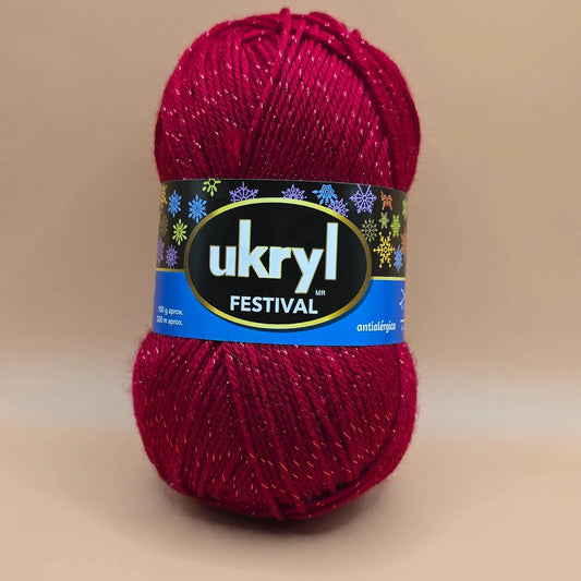 Lana Ukryl Festival rojo, brillo suave. - La Madeja