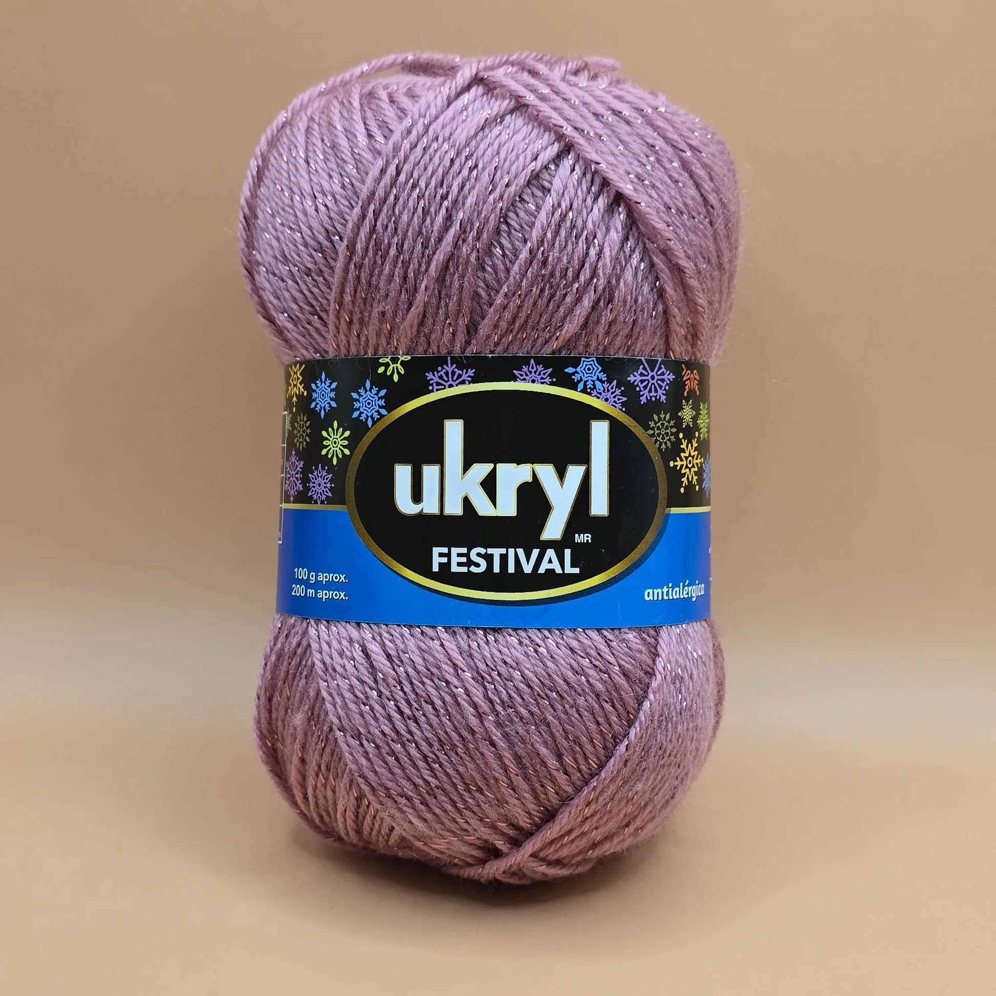 Lana Ukryl Festival, color malva. Suave y brillante. - La Madeja