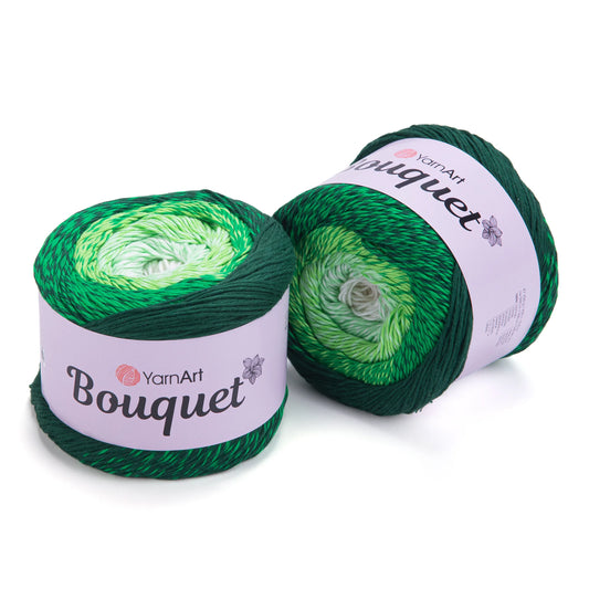 Pack Bouquet de YarnArt – Ovillo XL degradé de algodón.