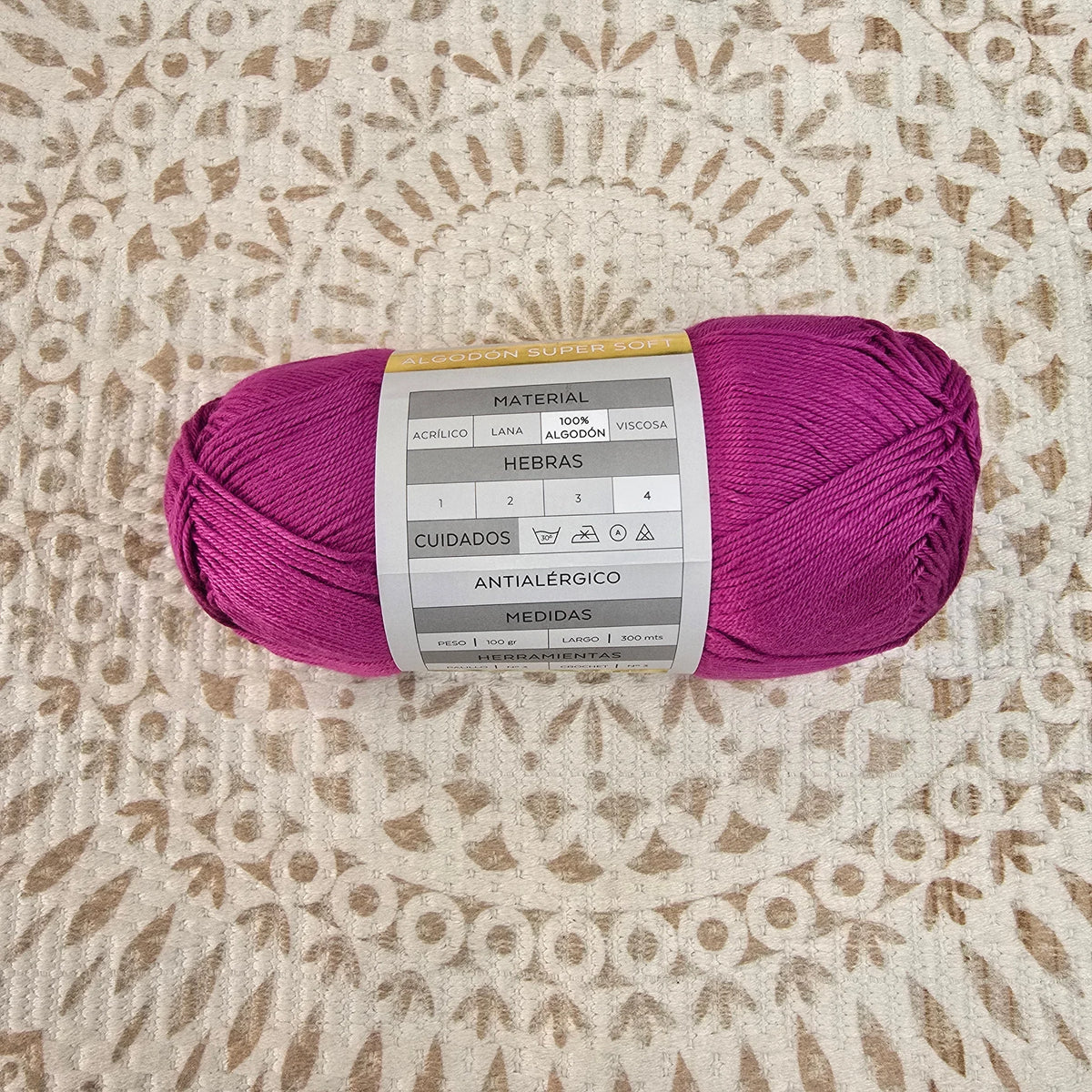 Algodón Super Soft de Orquídea – Ovillo Sport 100g, 300m – 100% Algodón - Color 17_Fucsia