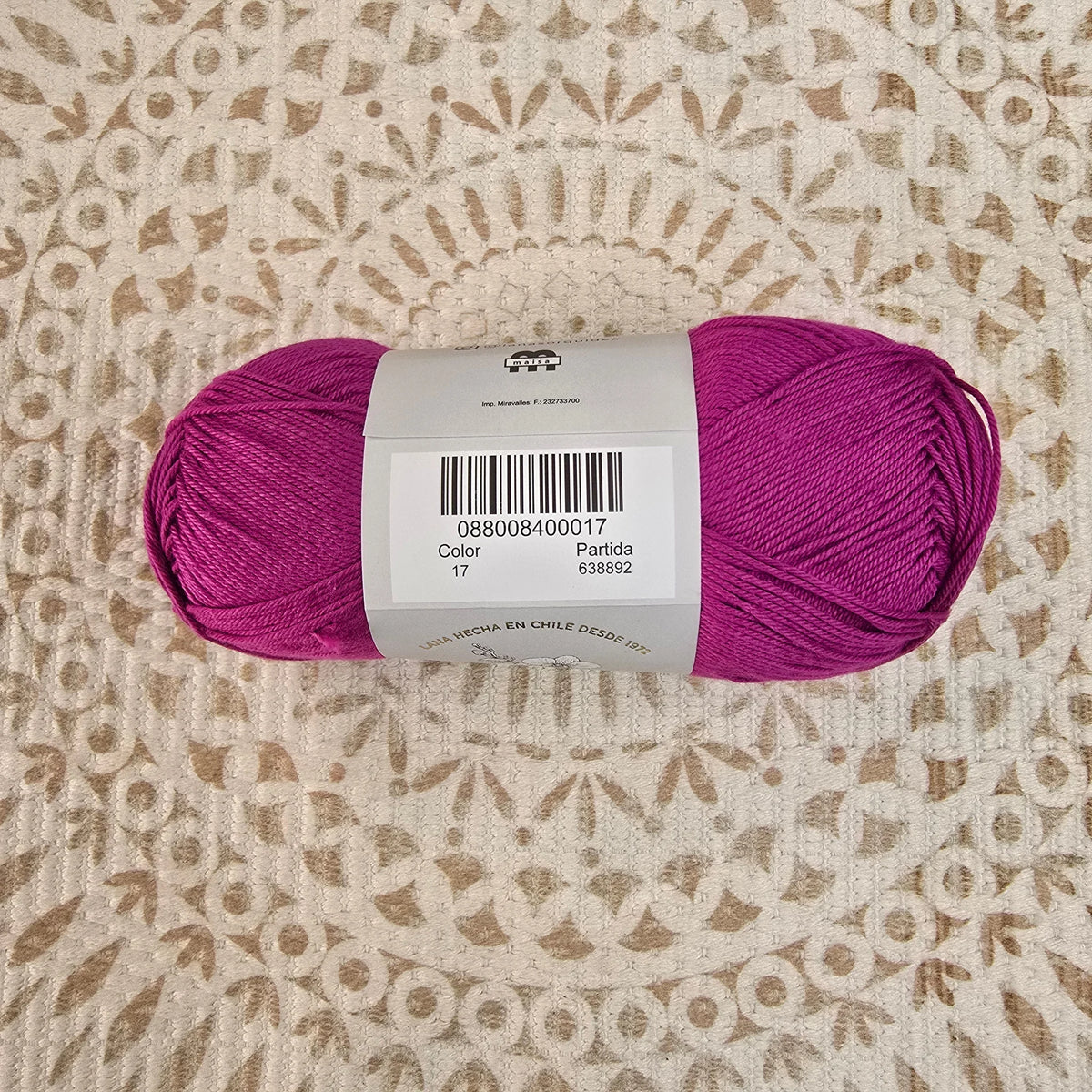 Algodón Super Soft de Orquídea – Ovillo Sport 100g, 300m – 100% Algodón - Color 17_Fucsia