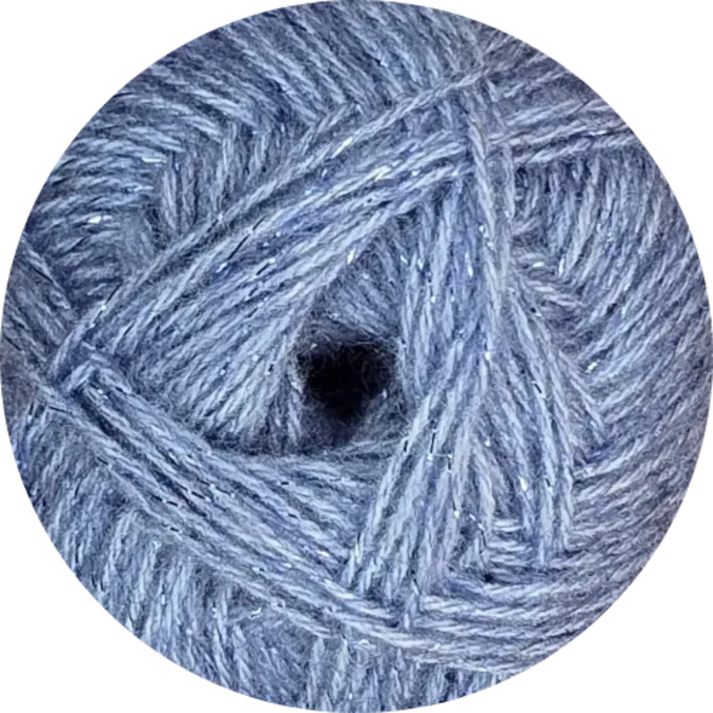 Ovillo de lana brillante Angora Gold Simli de Alize, color azul grisáceo con destellos plateados, mezcla de acrílico y lana.