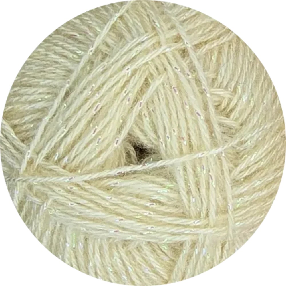 Ovillo de lana brillante Angora Gold Simli Alize color crema con destellos, mezcla de acrílico y lana ideal para tejidos.