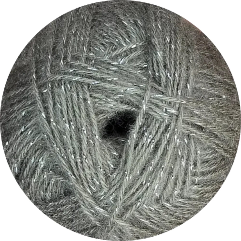 Ovillo de lana Alize Angora Gold Simli gris con hilos plateados brillantes, mezcla acrilico y lana