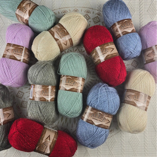 Angora Gold Simli de Alize – Mezcla acrílico y lana brillante –