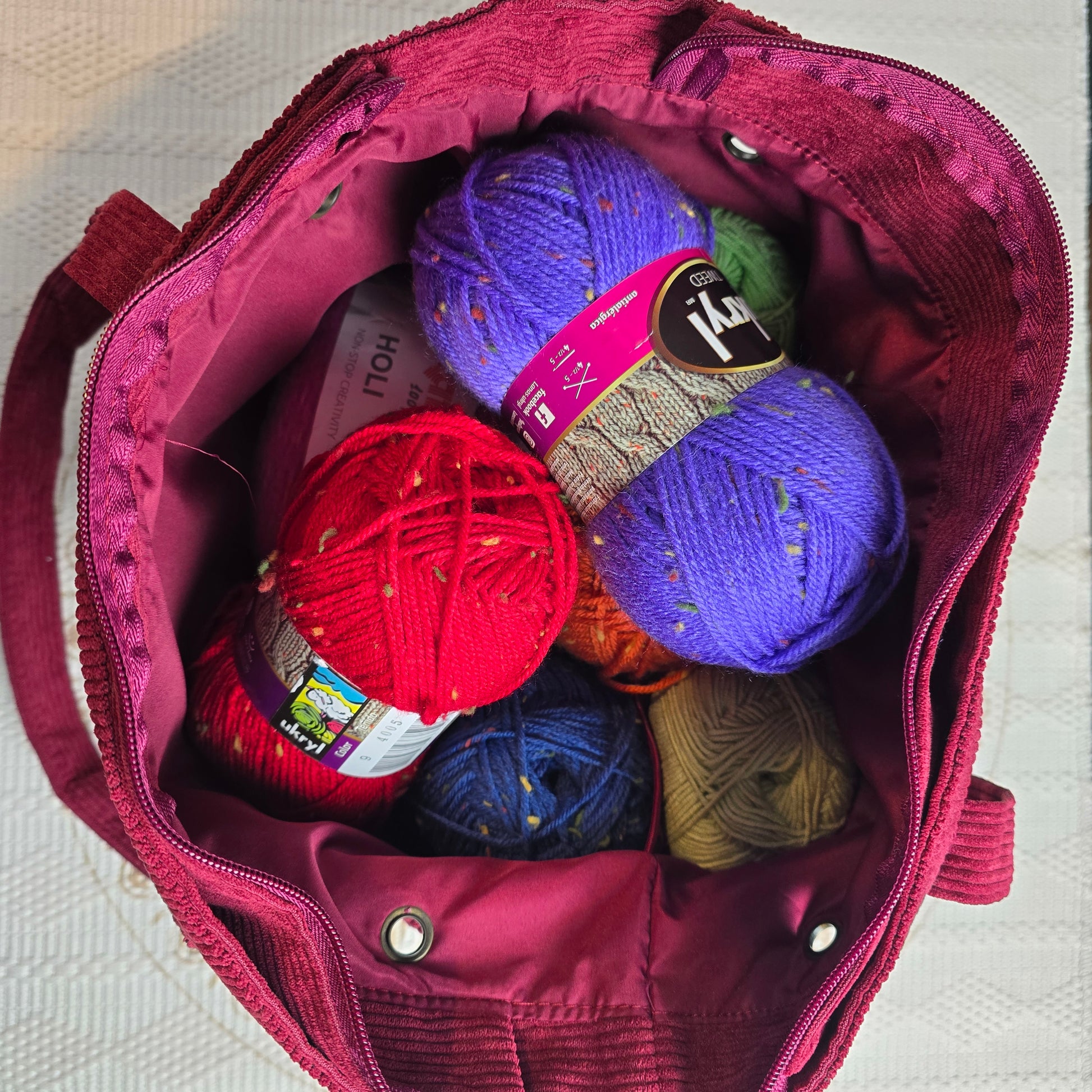 Bolso Organizador para Tejer de Orquídea - Color Burdeo