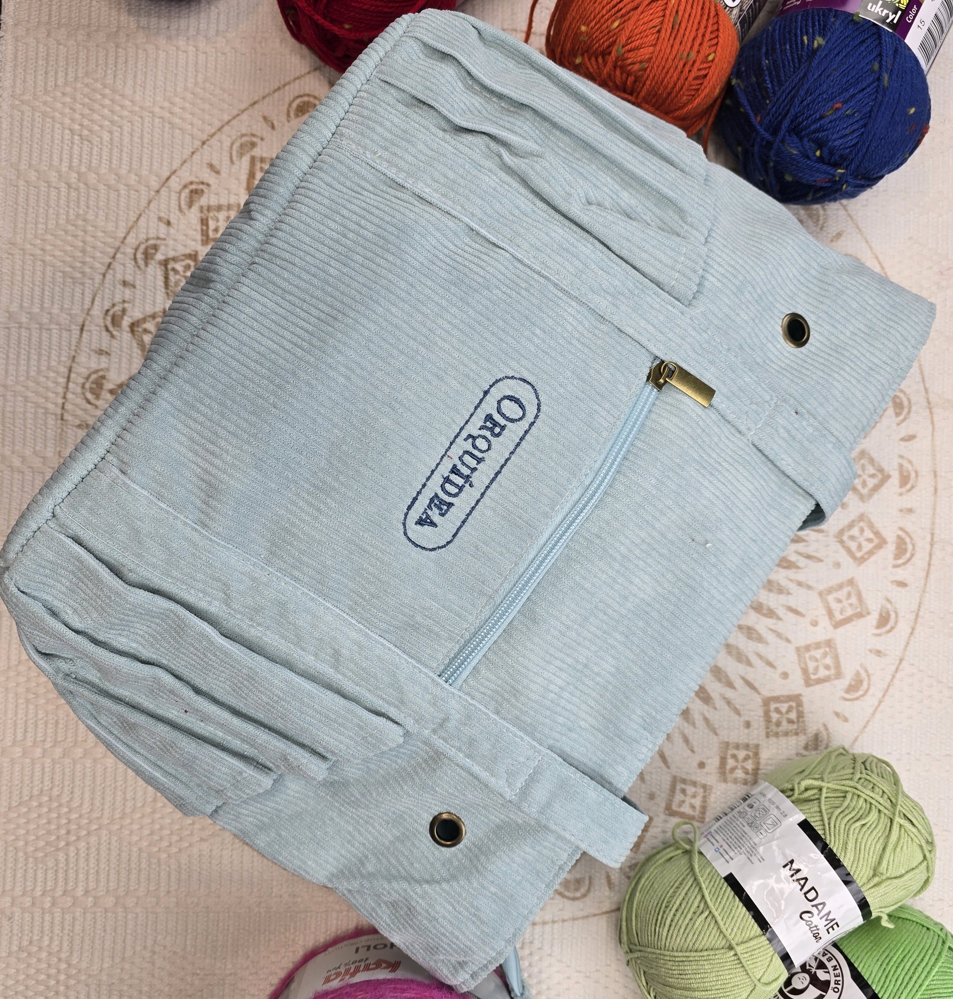 Bolso Organizador para Tejer de Orquídea - Color Celeste