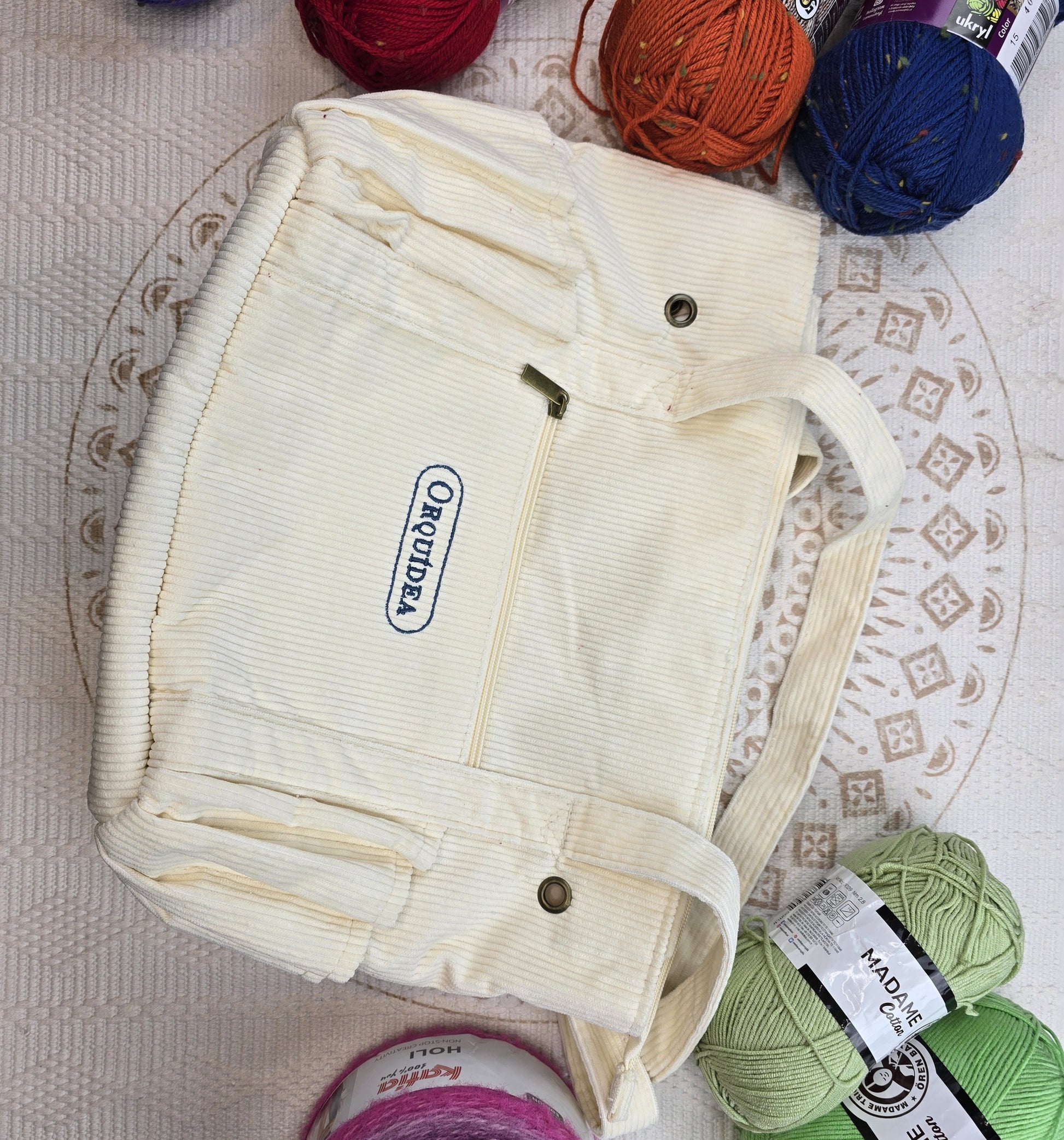 Bolso Organizador para Tejer de Orquídea - Color Crema