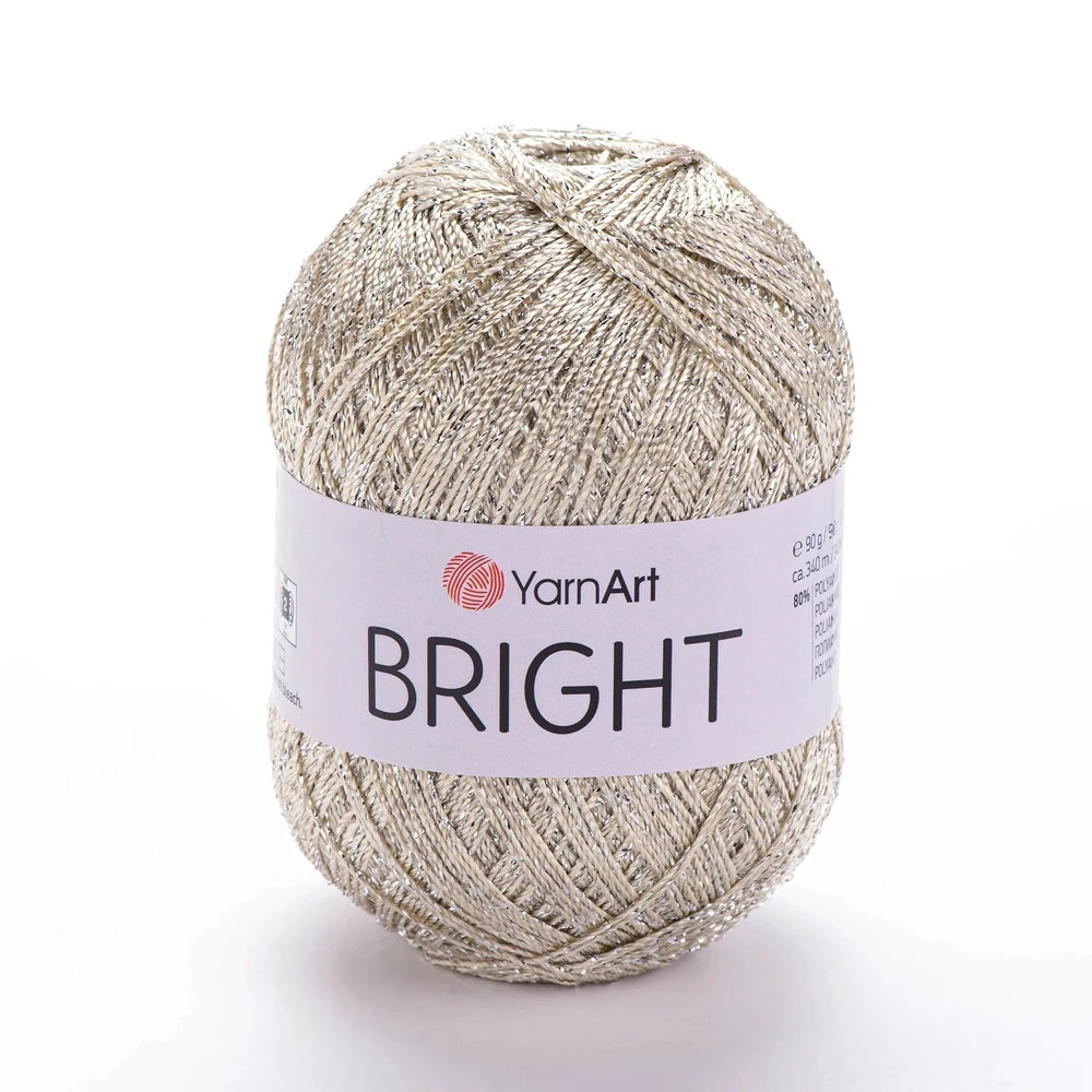 YarnArt Bright – Hilo metálico brillante 90 g (80% poliamida / 20% poliéster).