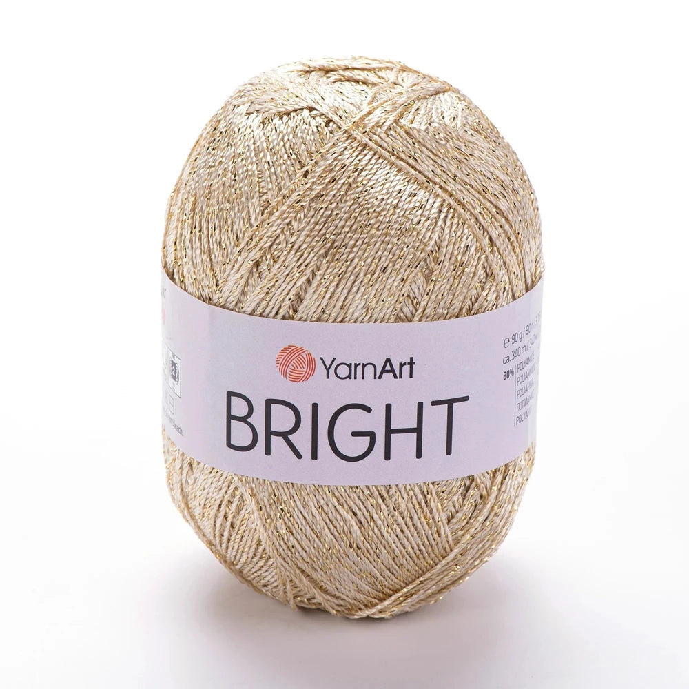 YarnArt Bright – Hilo metálico brillante 90 g (80% poliamida / 20% poliéster).