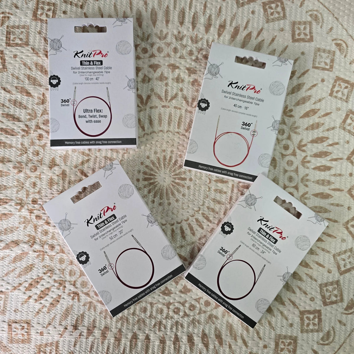 Cable Giratorio 360° de Acero Knit Pro para Palillos Intercambiables