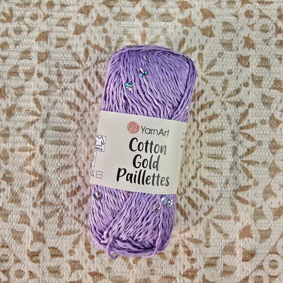 Ovillo YarnArt Cotton Gold Paillettes color Lila con lentejuelas