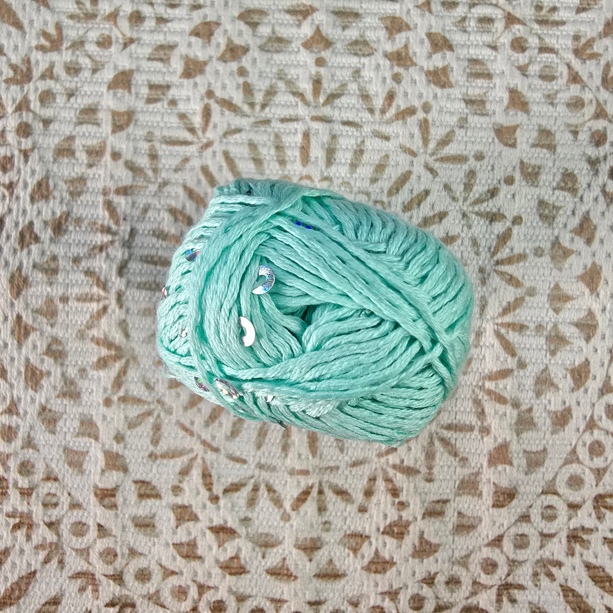 Ovillo YarnArt Cotton Gold Paillettes color Verde Agua con lentejuelas