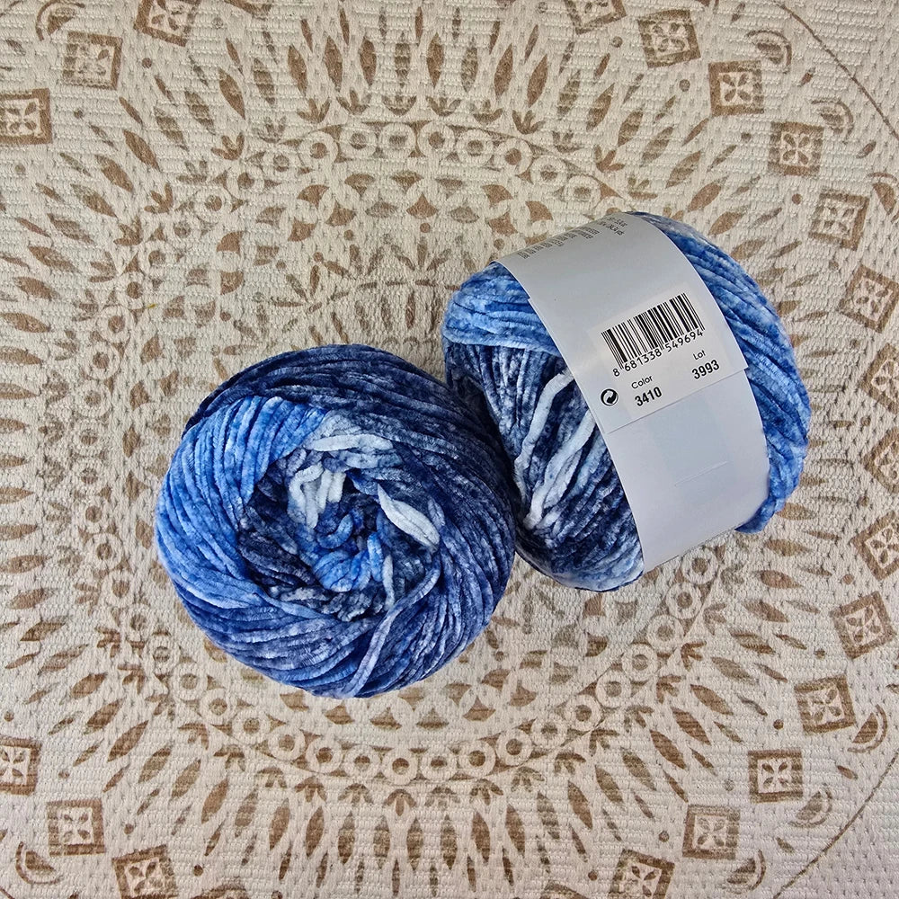 Lana Chenille Dolce Vita de YarnArt – Textura Aterciopelada Premium – 100% Poliéster - Color Azul