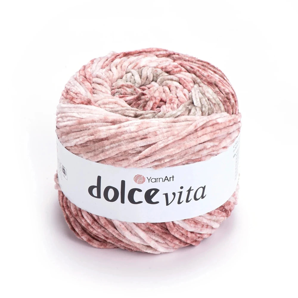 Lana Chenille Dolce Vita de YarnArt – Textura Aterciopelada Premium – 100% Poliéster - Color Palo_Rosa