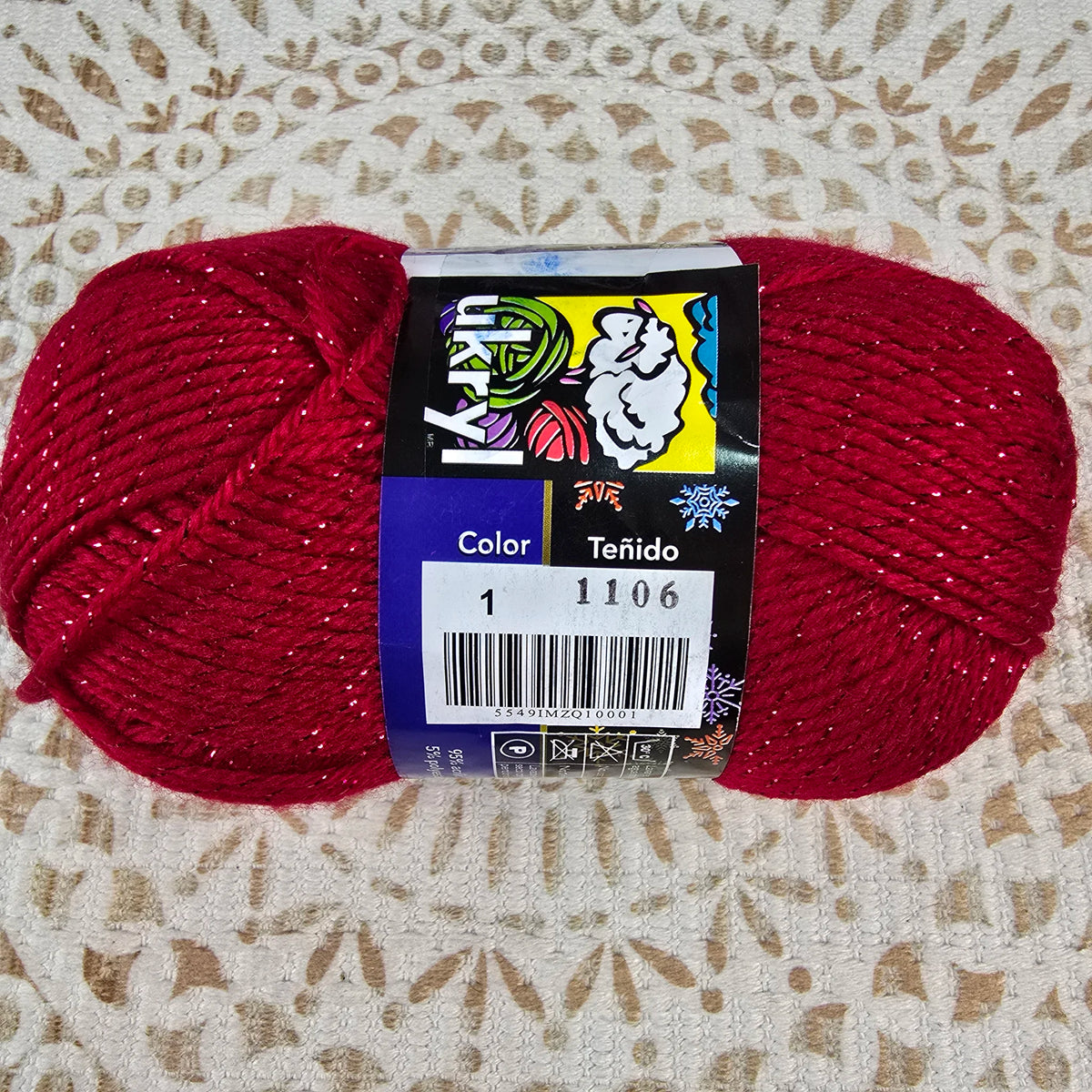 Festival de Ukryl – Ovillo con Brillo Lurex 100g – 94% Acrílico 6% Lurex - Color 1_Rojo