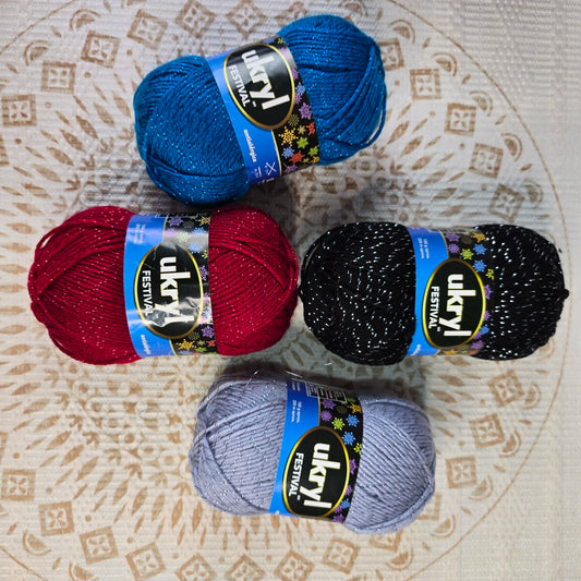 Festival de Ukryl – Ovillo con Brillo Lurex 100g – 94% Acrílico 6% Lurex