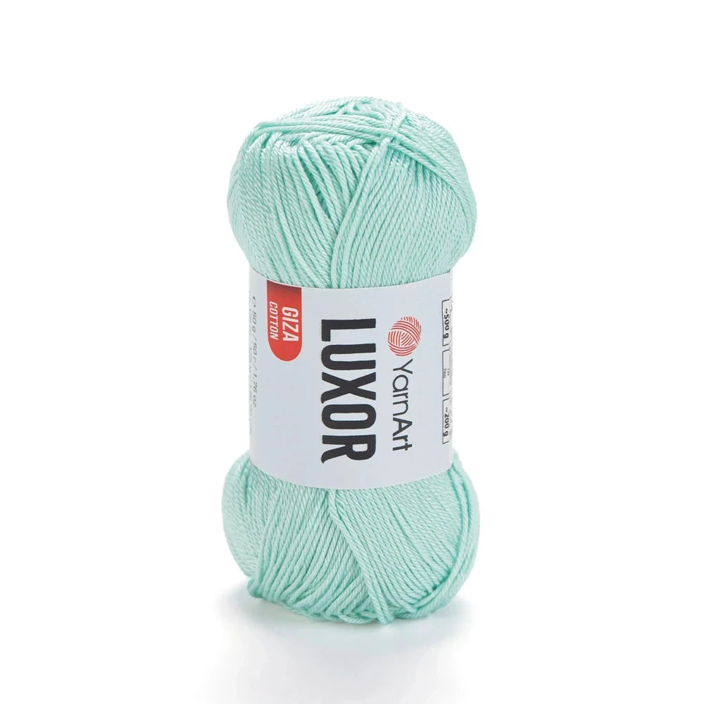 Ovillo de hilo YarnArt Luxor 100% algodón mercerizado color verde menta, ideal para tejer y crochet. 50g.