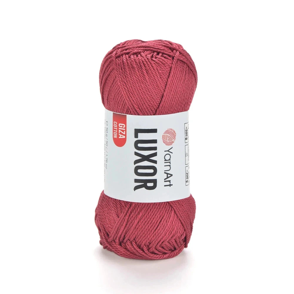 Ovillo de hilo YarnArt Luxor 100% algodón Giza mercerizado, color frambuesa intenso, ideal para tejer prendas frescas.