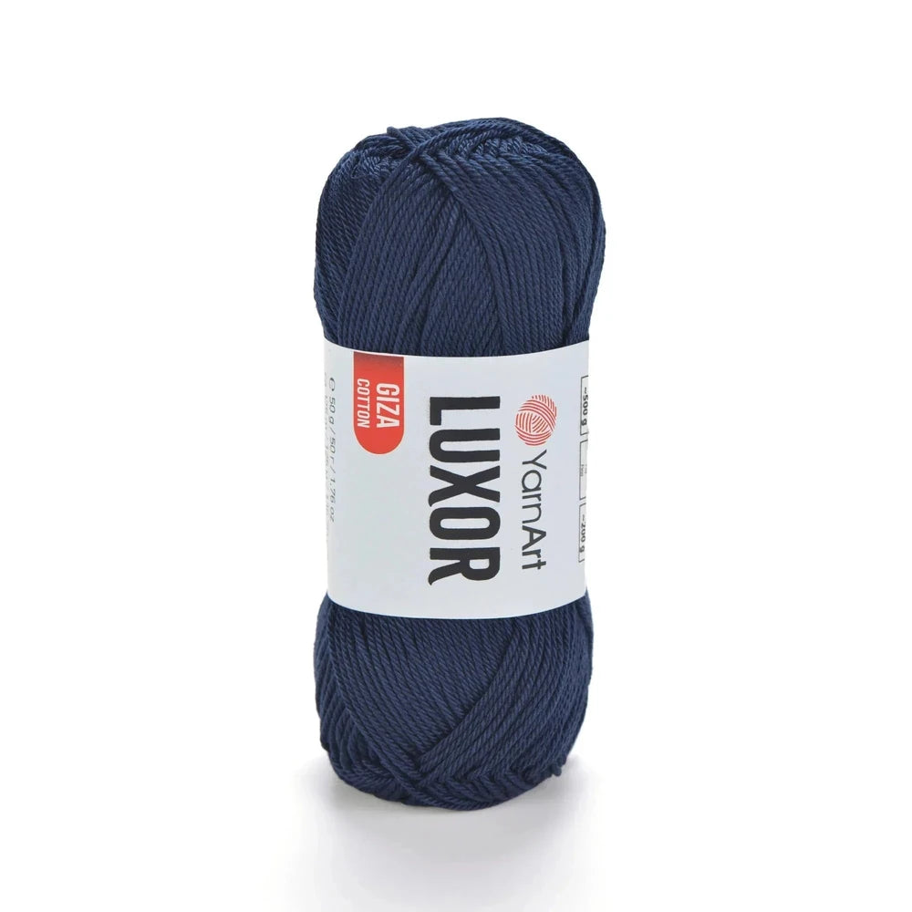 Ovillo de hilo YarnArt Luxor azul marino 100% algodón Giza mercerizado, ideal para tejido de proyectos en Chile.