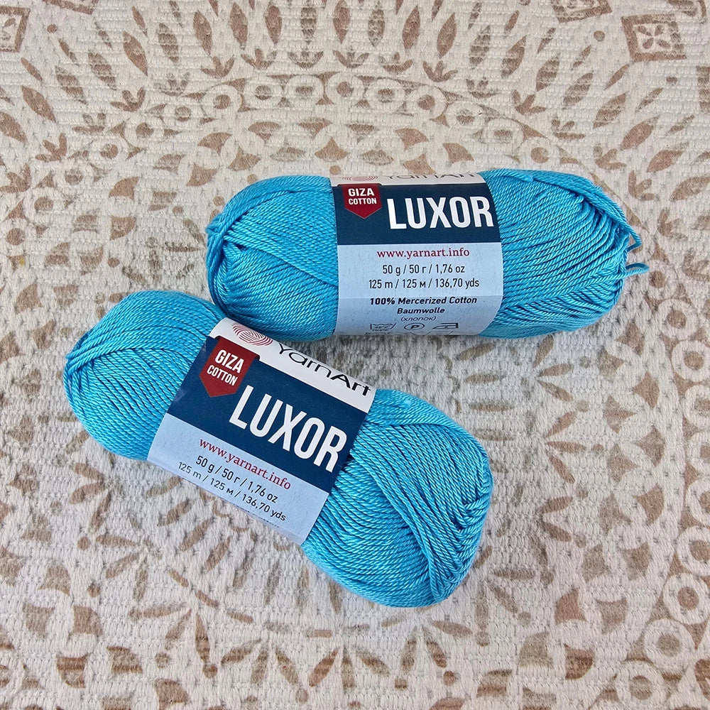 Ovillo de hilo YarnArt Luxor Giza Cotton 100% algodón mercerizado color turquesa celeste, ideal para tejer y crochet.