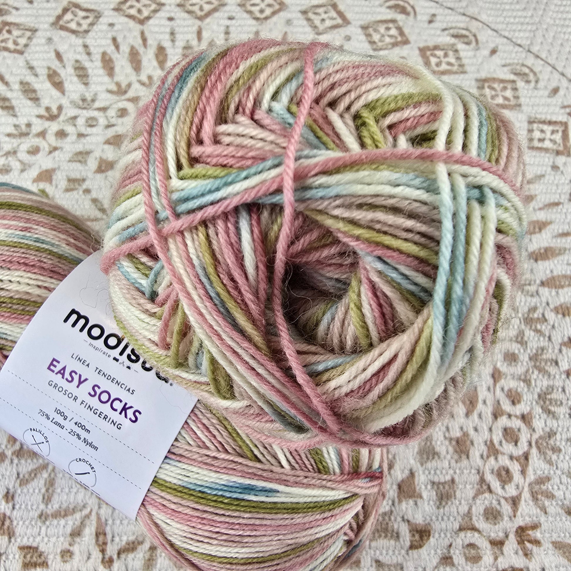 Lana Easy Socks de Modista - Color Crema_Verde_Oliva_Rosa_Palo