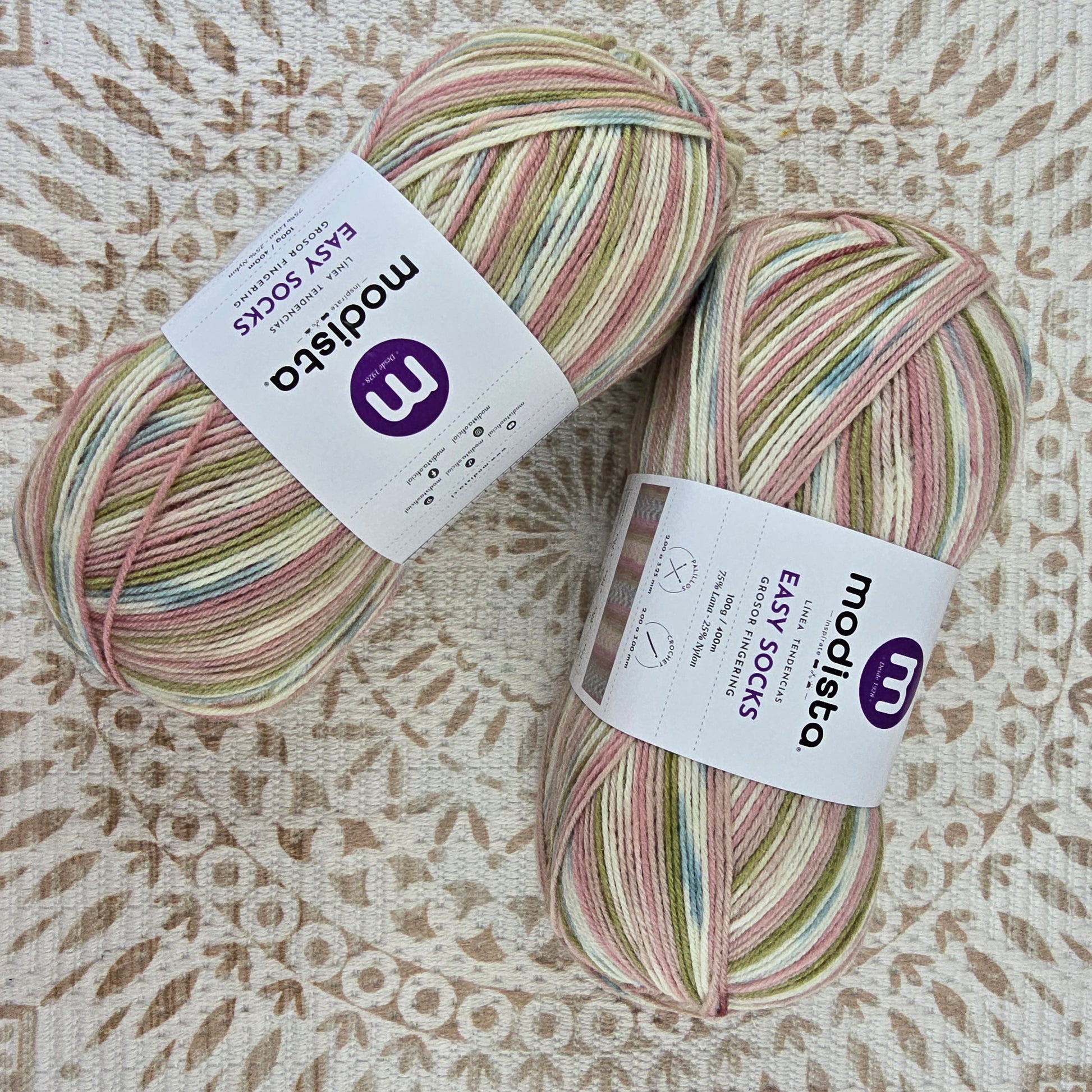 Lana Easy Socks de Modista - Color Crema_Verde_Oliva_Rosa_Palo