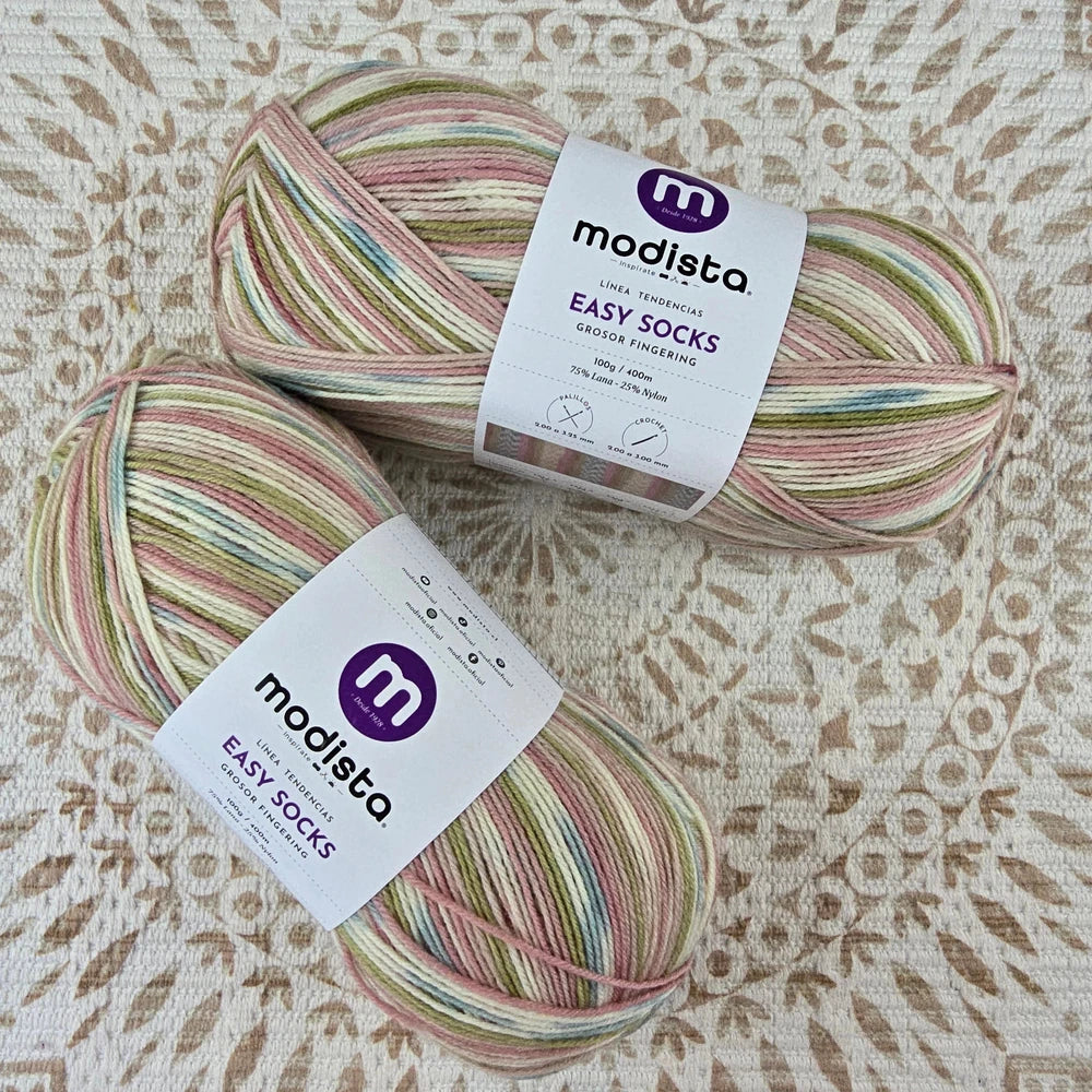 Lana Easy Socks de Modista - Color Crema_Verde_Oliva_Rosa_Palo