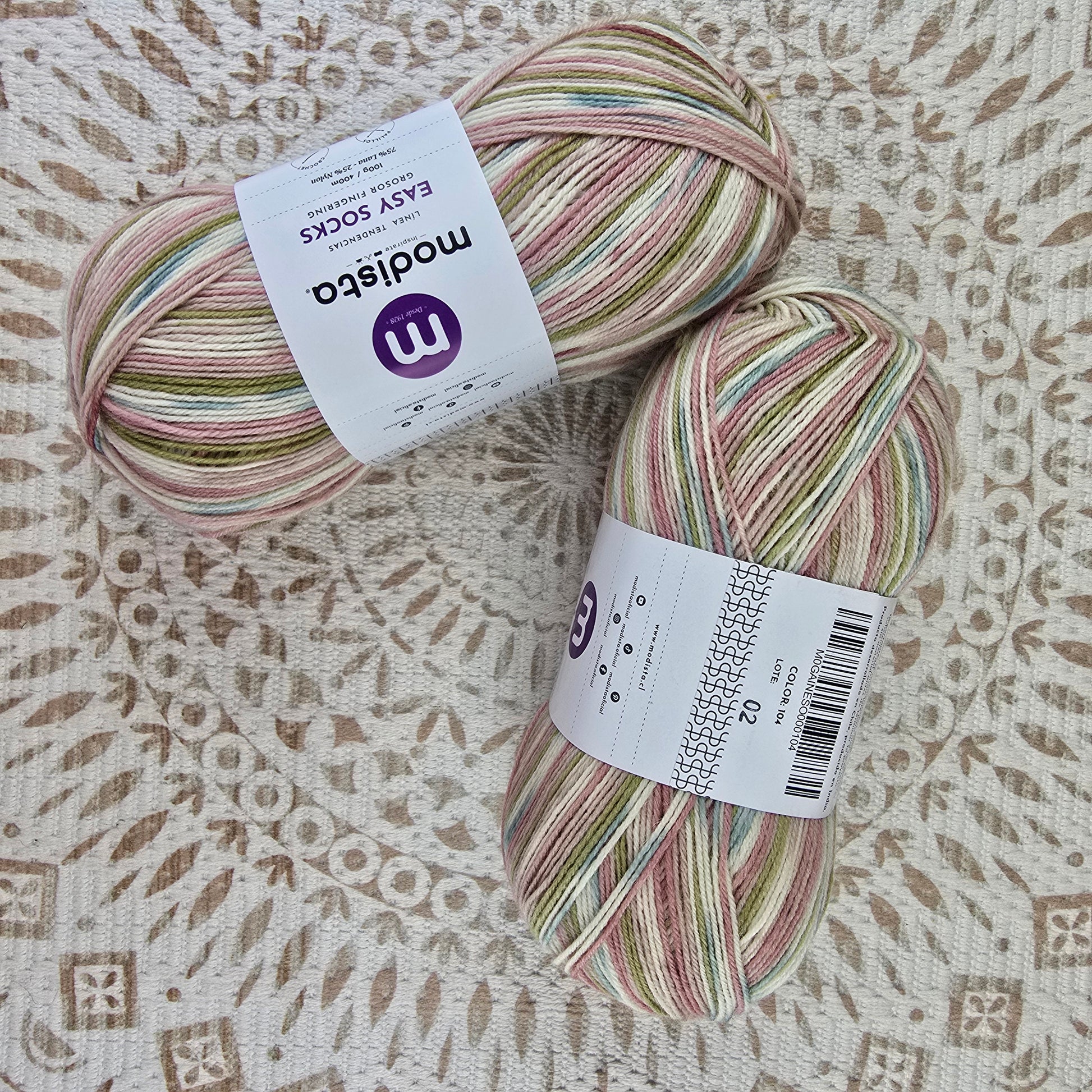 Lana Easy Socks de Modista - Color Crema_Verde_Oliva_Rosa_Palo