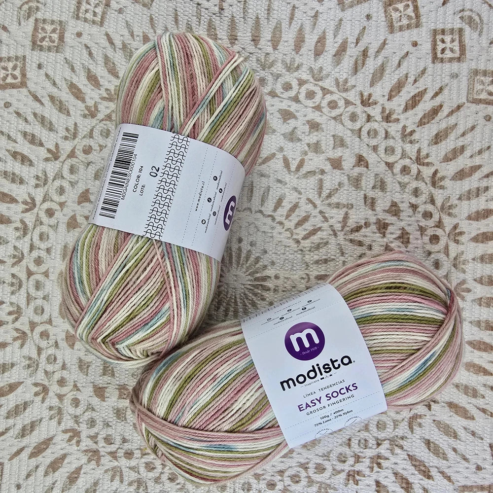 Lana Easy Socks de Modista - Color Crema_Verde_Oliva_Rosa_Palo