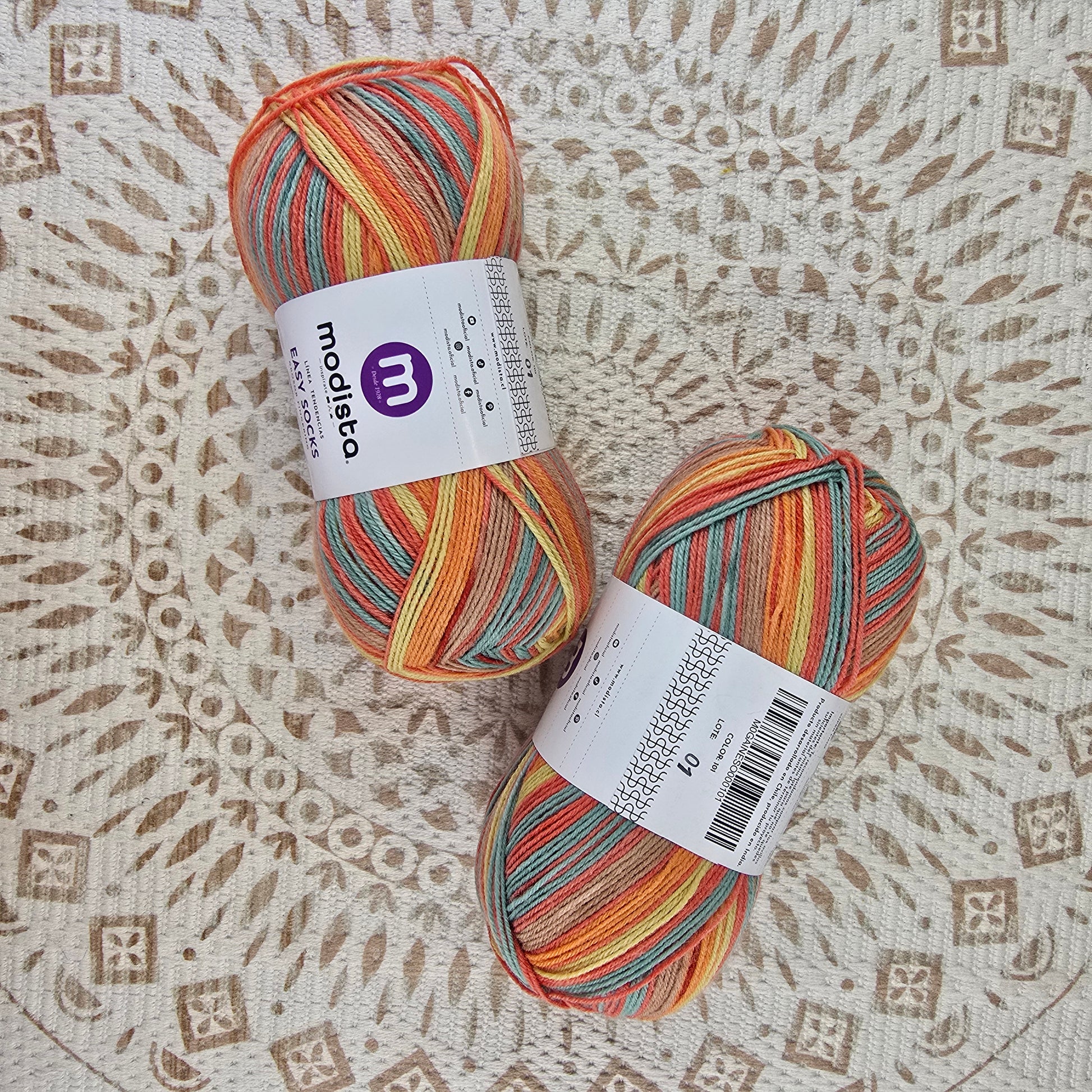 Lana Easy Socks de Modista - Color Naranja_Verde_Amarillo_Beige